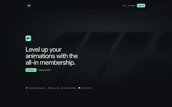 Motion+ — Level up your animations with the all-in membership - Landing design inspiration