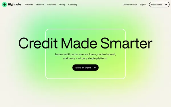 Highnote – Credit - Landing design inspiration