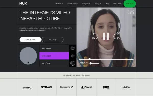 The Internet's video infrastructure | Mux - Landing design inspiration