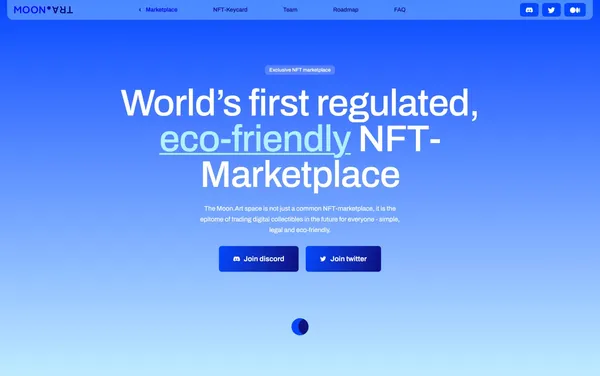 Moon.Art - World’s first regulated, eco-friendly NFT-Marketplace - Landing design inspiration