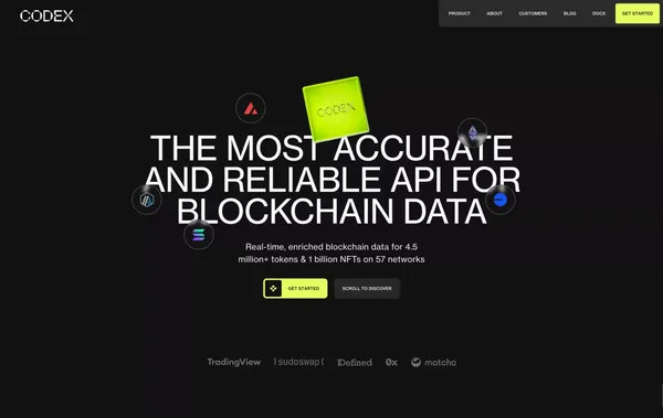 Codex | Most Accurate & Reliable Blockchain Data API - Landing design inspiration