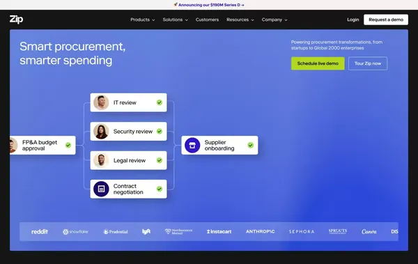 Smart procurement starts with Zip | Zip - Landing design inspiration