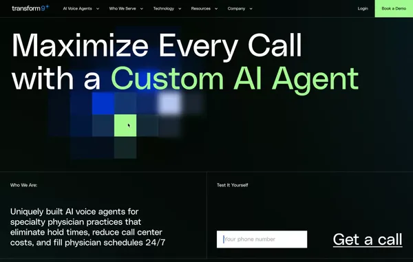 Transform9 — Maximize Every Call with a Custom AI Agent - Landing design inspiration