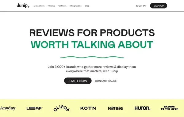 Junip | Reviews for products worth talking about - Landing design inspiration
