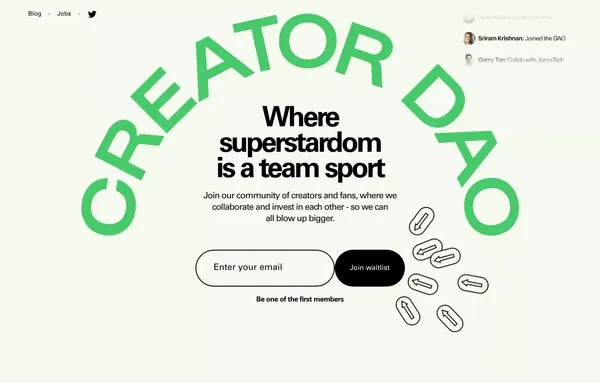 CreatorDAO - Landing design inspiration
