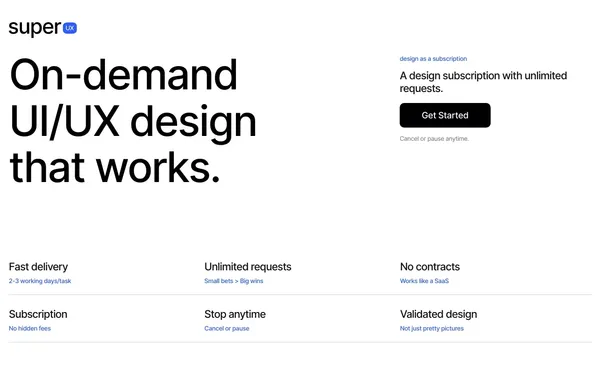 SuperUX - A design subscription service - Landing design inspiration