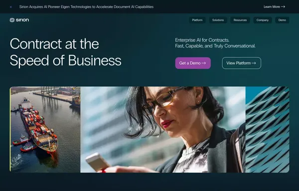 Sirion: The leader in AI contract management software - Landing design inspiration