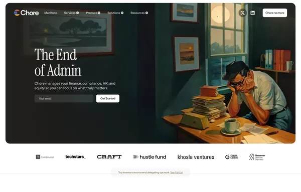Chore | Free yourself from Admin - Landing design inspiration