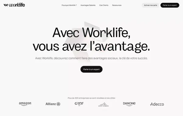 Worklife - Les avantages salariés au cœur de votre politique RH - Landing design inspiration