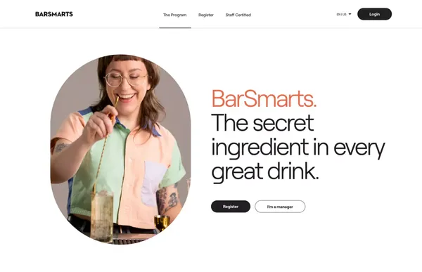 BarSmarts - The secret ingredient in every great drink - Landing design inspiration