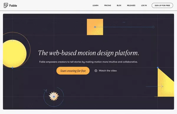 Fable – The web-based motion design platform - Landing design inspiration