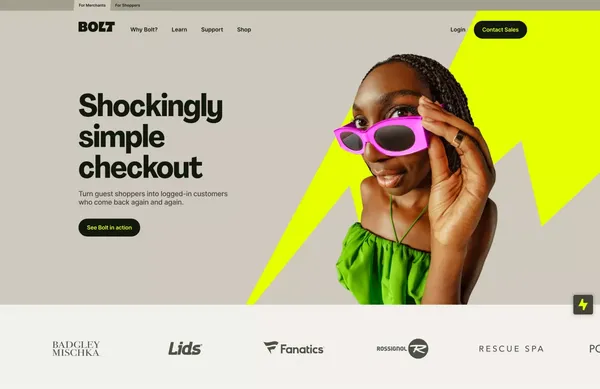 Bolt | Shockingly Simple Checkout - Landing design inspiration