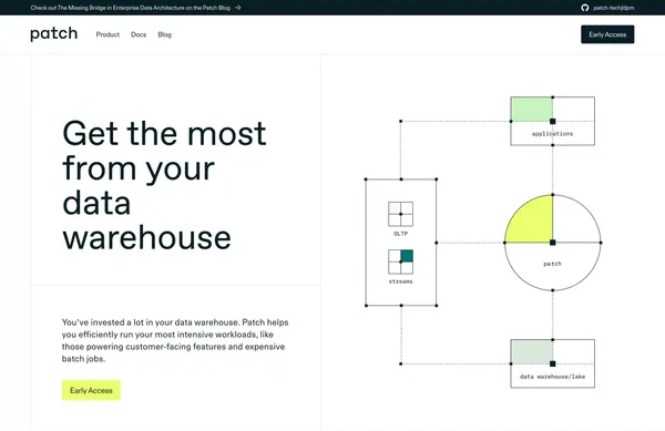 Build your application with data packages » Patch - Landing design inspiration