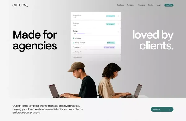 Outlign | Simple Project Management For Creative Agencies - Landing design inspiration