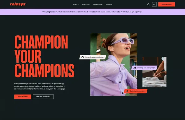 Relesys | Empower your frontline team with our on-the-go app - Landing design inspiration