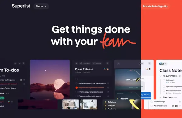 Superlist - Landing design inspiration