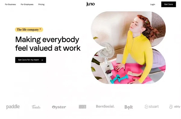 Juno | Empowering teams with flexible benefits - Landing design inspiration