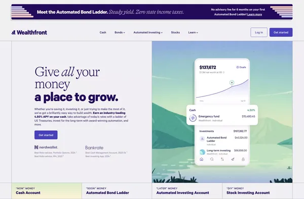 Give all your money a place to grow | Wealthfront - Landing design inspiration