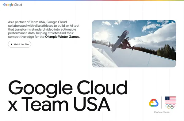Google Cloud x Team USA - Landing design inspiration