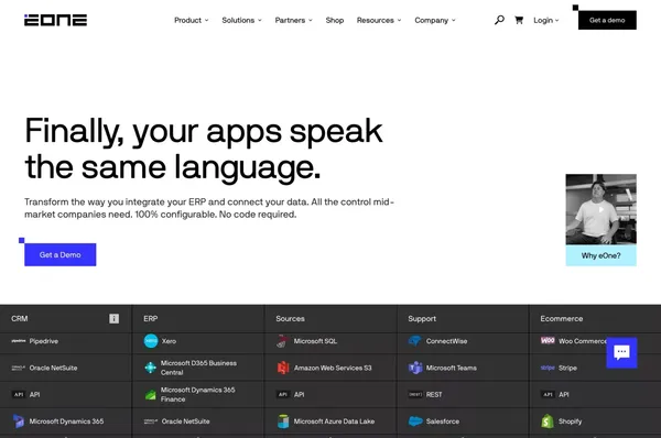 eOne Solutions - Landing design inspiration