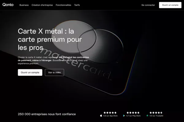 Carte X métal : la carte premium pour les pros - Landing design inspiration