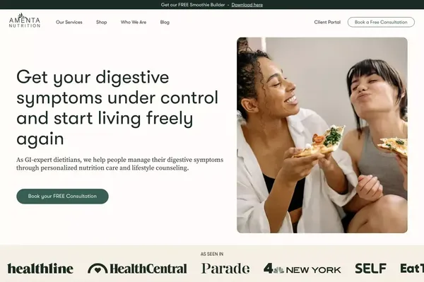 Amenta Nutrition : Digestive Disorders, Gut Health and General Nutrition - Landing design inspiration