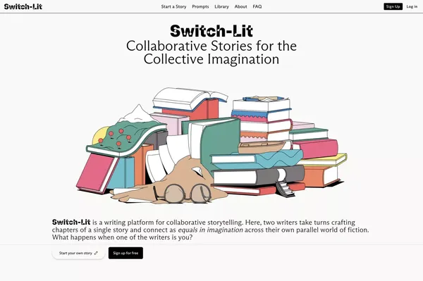 Collaborative Stories for the Collective Imagination - Switch-Lit - Landing design inspiration