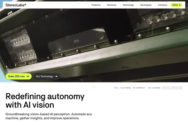Stereolabs | AI perception for automation - Landing design inspiration