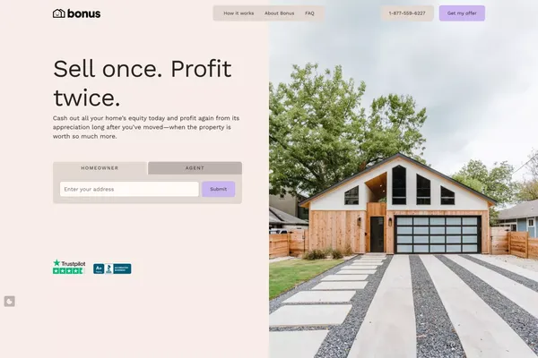 Unlock Home Equity & Profit from Future Appreciation with Bonus Homes - Landing design inspiration