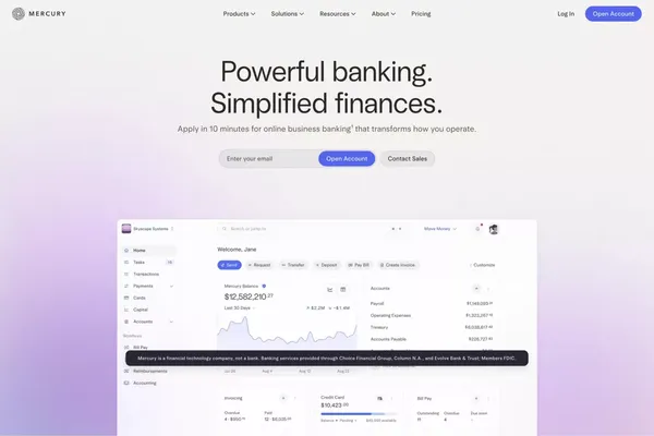 Online Business Banking For Startups & Small Businesses | Financial Workflows - Landing design inspiration