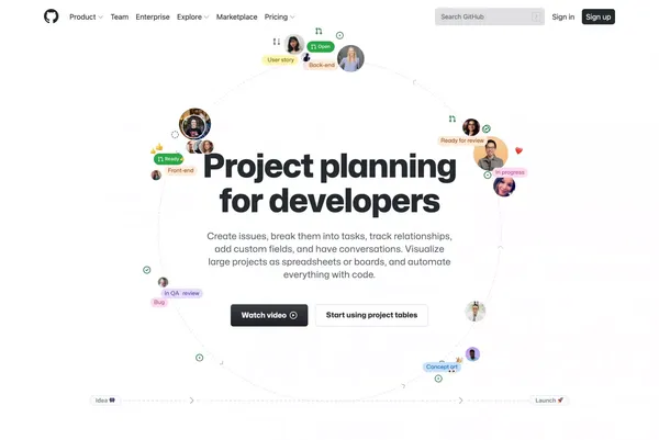 GitHub Issues · Project planning for developers · GitHub - Landing design inspiration