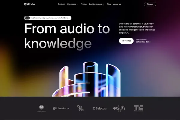 Gladia - From audio to knowledge - Landing design inspiration