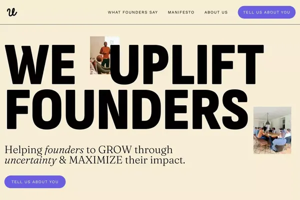 Uplift Founders - Coaching & Mentoring for Startups - Landing design inspiration