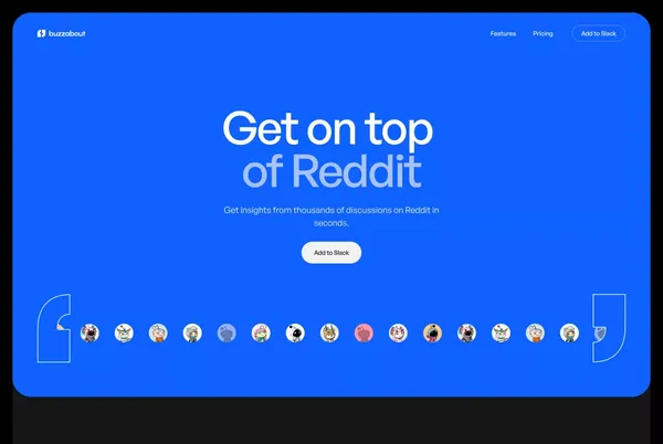 buzzabout - AI Audience Research Tool - Landing design inspiration