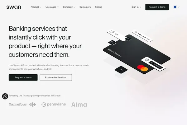 Swan - The easiest way to embed banking features - Landing design inspiration