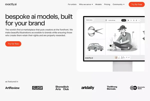 exactly.ai | bespoke ai models, built for your brand - Landing design inspiration