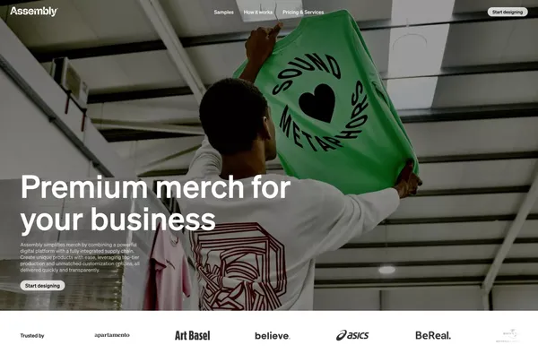 Premium Custom Merch | Assembly - Landing design inspiration