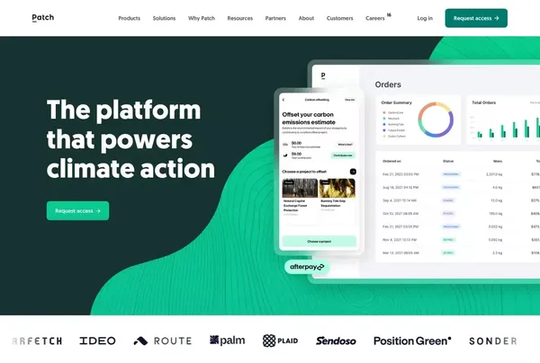 The platform that powers climate action | Patch.io - Landing design inspiration