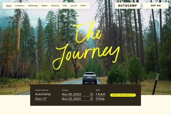 AutoCamp | Luxury Airstreams and Outdoor Glamping - Landing design inspiration
