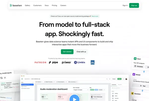 Baseten | Turn ML models into full-stack apps - Landing design inspiration