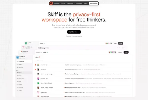 Skiff - Private, encrypted, and Web3 email - Landing design inspiration