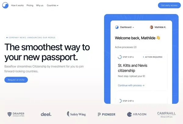 Baseflow. The fastest Citizenship by Investment. - Landing design inspiration