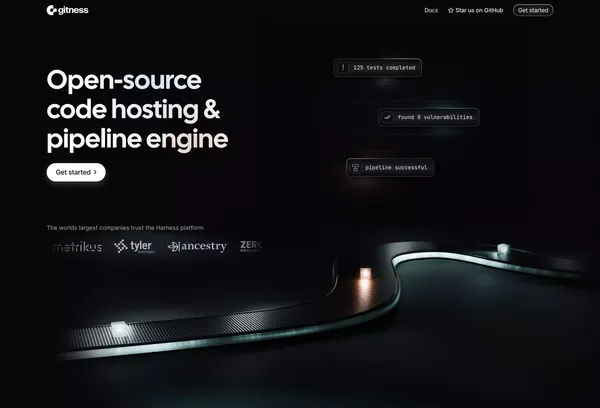 Gitness: Open-Source Code Hosting & CI/CD Pipeline Engine - Landing design inspiration