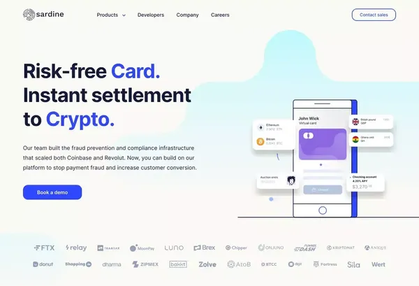 Sardine - Risk-free ACH. Instant settlement. - Landing design inspiration