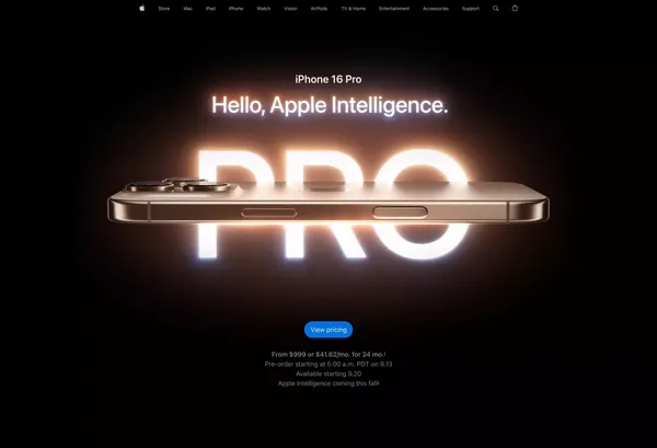 iPhone 16 Pro and iPhone 16 Pro Max - Apple - Landing design inspiration