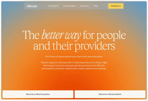 Vibrant | The better way for people and their providers - Landing design inspiration
