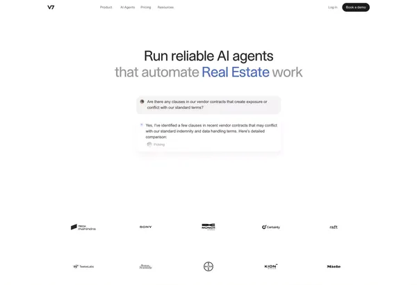 V7 Go | AI Agent Platform for Finance, Legal & Insurance - Landing design inspiration