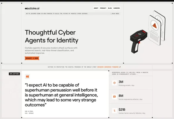 Cyber Agents for Every Digital Threat | Outtake - Landing design inspiration