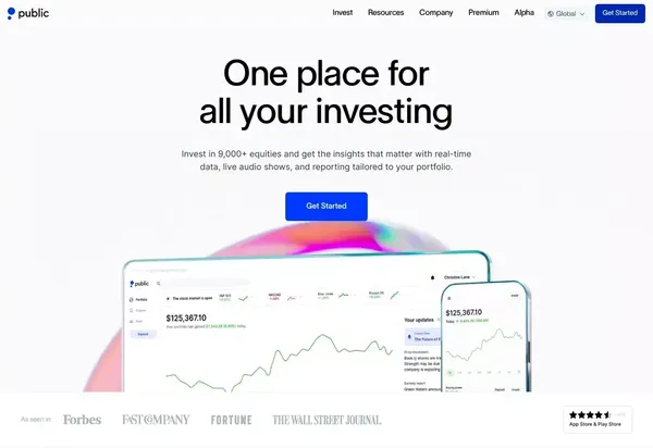 Invest in US markets from anywhere - Public.com - Landing design inspiration