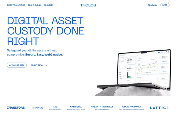 Tholos MPC Crypto Wallet: Friendly & Secure for Funds, DAOs, Companies - Landing design inspiration